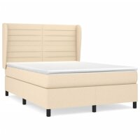 vidaXL Boxspringbett mit Matratze Creme 140x190 cm Stoff