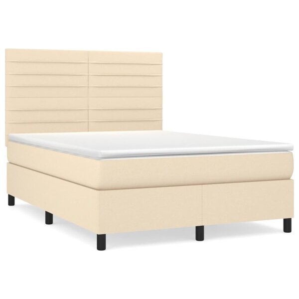 vidaXL Boxspringbett mit Matratze Creme 140x190 cm Stoff