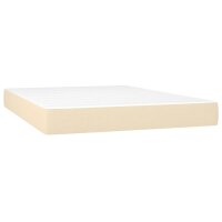 WOWONA Boxspringbett mit Matratze Creme 140x190 cm Stoff