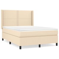 WOWONA Boxspringbett mit Matratze Creme 140x190 cm Stoff