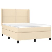 WOWONA Boxspringbett mit Matratze Creme 140x190 cm Stoff