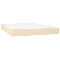 WOWONA Boxspringbett mit Matratze Creme 140x190 cm Stoff