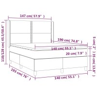 WOWONA Boxspringbett mit Matratze Creme 140x190 cm Stoff