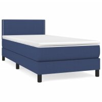 vidaXL Boxspringbett mit Matratze Blau 80x200 cm Stoff