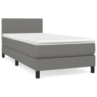 vidaXL Boxspringbett mit Matratze Dunkelgrau 100x200 cm Stoff