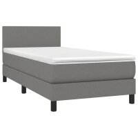 vidaXL Boxspringbett mit Matratze Dunkelgrau 100x200 cm Stoff