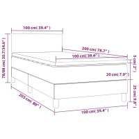 vidaXL Boxspringbett mit Matratze Dunkelgrau 100x200 cm Stoff