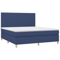 vidaXL Boxspringbett mit Matratze Blau 160x200 cm Stoff