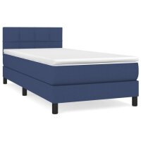 vidaXL Boxspringbett mit Matratze Blau 80x200 cm Stoff