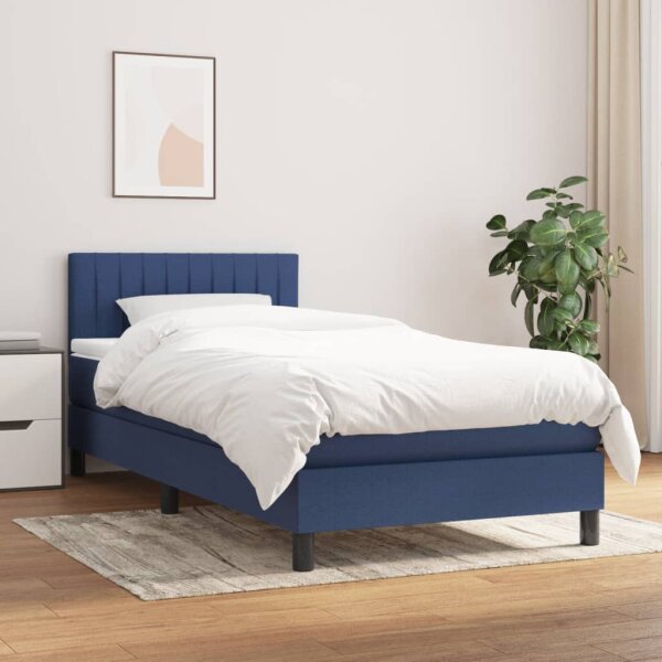 vidaXL Boxspringbett mit Matratze Blau 80x200 cm Stoff