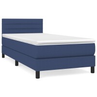 vidaXL Boxspringbett mit Matratze Blau 80x200 cm Stoff