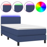 vidaXL Boxspringbett mit Matratze &amp; LED Blau 80x200 cm Stoff