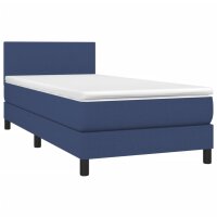 vidaXL Boxspringbett mit Matratze &amp; LED Blau 80x200 cm Stoff