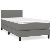 vidaXL Boxspringbett mit Matratze Dunkelgrau 100x200 cm Stoff