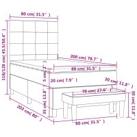 vidaXL Boxspringbett mit Matratze Taupe 80x200 cm Stoff