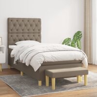 WOWONA Boxspringbett mit Matratze Taupe 80x200 cm Stoff