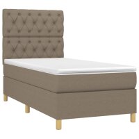 WOWONA Boxspringbett mit Matratze Taupe 80x200 cm Stoff