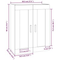 vidaXL Wandschrank Schwarz 69,5x32,5x90 cm Holzwerkstoff