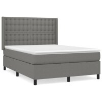 vidaXL Boxspringbett mit Matratze Dunkelgrau 140x190 cm Stoff