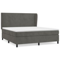 vidaXL Boxspringbett mit Matratze Dunkelgrau 160x200 cm Samt