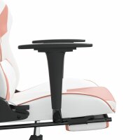 vidaXL Gaming-Stuhl mit Fu&szlig;st&uuml;tze Wei&szlig; und Rosa Kunstleder