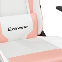 vidaXL Gaming-Stuhl mit Fu&szlig;st&uuml;tze Wei&szlig; und Rosa Kunstleder