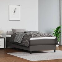 vidaXL Boxspringbett mit Matratze Grau 100x200 cm Kunstleder