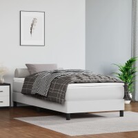 WOWONA Boxspringbett mit Matratze Wei&szlig; 100x200 cm Kunstleder