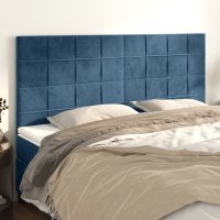 WOWONA Kopfteile 4 Stk. Dunkelblau 100x5x78/88 cm Samt