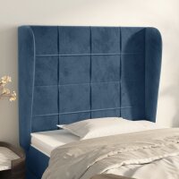 WOWONA Kopfteil mit Ohren Dunkelblau 103x23x118/128 cm Samt