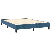 WOWONA Boxspringbett mit Matratze &amp; LED Dunkelblau 140x200 cm Samt