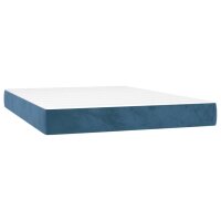 WOWONA Boxspringbett mit Matratze &amp; LED Dunkelblau 140x200 cm Samt