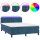 WOWONA Boxspringbett mit Matratze &amp; LED Dunkelblau 140x200 cm Samt