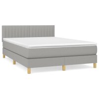 vidaXL Boxspringbett mit Matratze Hellgrau 140x190 cm Stoff