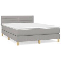 vidaXL Boxspringbett mit Matratze Hellgrau 140x190 cm Stoff