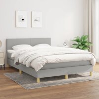 vidaXL Boxspringbett mit Matratze Hellgrau 140x190 cm Stoff