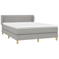 vidaXL Boxspringbett mit Matratze Hellgrau 140x190 cm Stoff