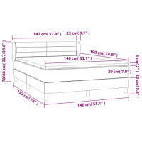 vidaXL Boxspringbett mit Matratze Hellgrau 140x190 cm Stoff