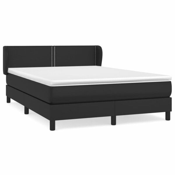 vidaXL Boxspringbett mit Matratze Schwarz 140x190 cm Kunstleder