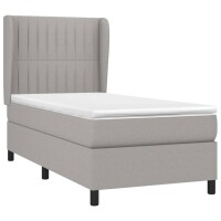 vidaXL Boxspringbett mit Matratze Hellgrau 90x200 cm Stoff