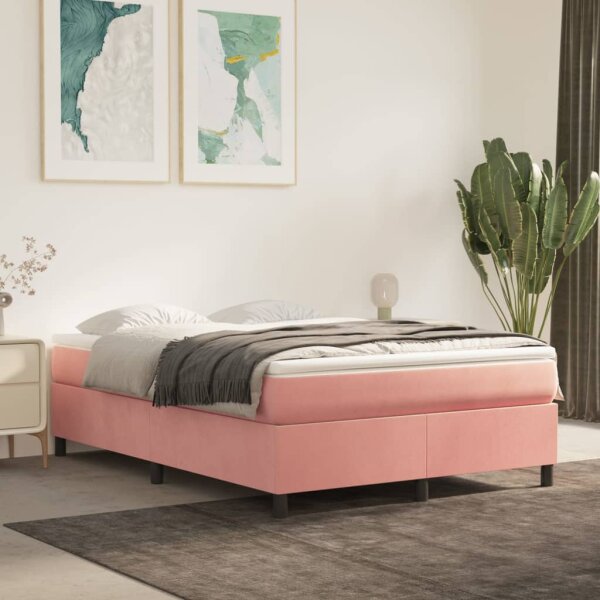 vidaXL Boxspringbett Rosa 140x190 cm Samt