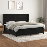 WOWONA Boxspringbett mit Matratze Schwarz 200x200 cm Samt