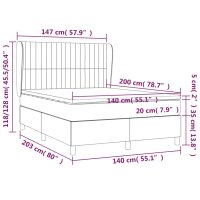 vidaXL Boxspringbett mit Matratze Dunkelgrau 140x200 cm Samt