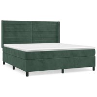 vidaXL Boxspringbett mit Matratze Dunkelgr&uuml;n 160x200 cm Samt