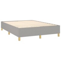 vidaXL Boxspringbett mit Matratze &amp; LED Hellgrau 140x200 cm Stoff