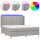 vidaXL Boxspringbett mit Matratze &amp; LED Hellgrau 180x200 cm Stoff