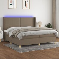 vidaXL Boxspringbett mit Matratze &amp; LED Taupe 200x200 cm Stoff