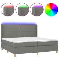 vidaXL Boxspringbett mit Matratze &amp; LED Dunkelgrau 200x200 cm Stoff