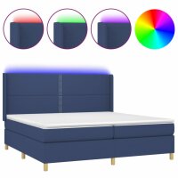 vidaXL Boxspringbett mit Matratze &amp; LED Blau 200x200 cm Stoff