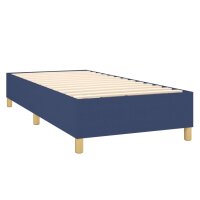 vidaXL Boxspringbett mit Matratze &amp; LED Blau 90x200 cm Stoff